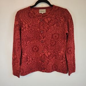 Intiwara Womens Alpaca Button Front Red Orange Cardigan Size Small